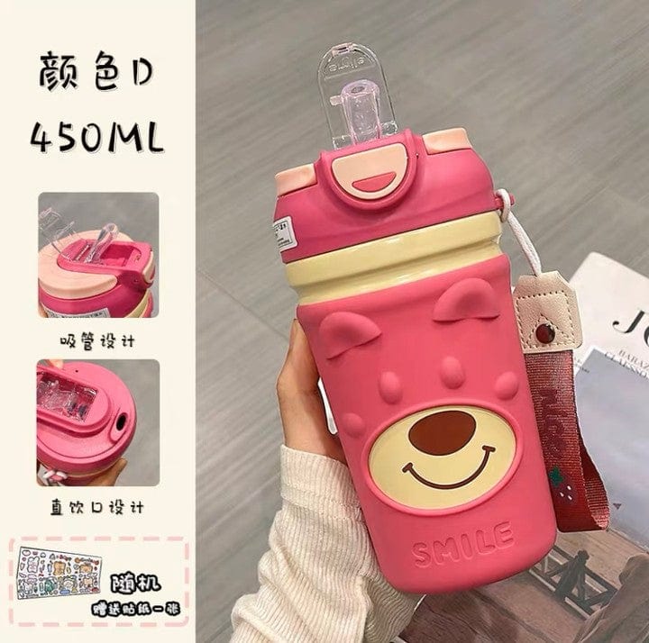 Strawberry bear insulation cup girl high-value cute girl water cup double drink coffee cup portable middle school student cup
