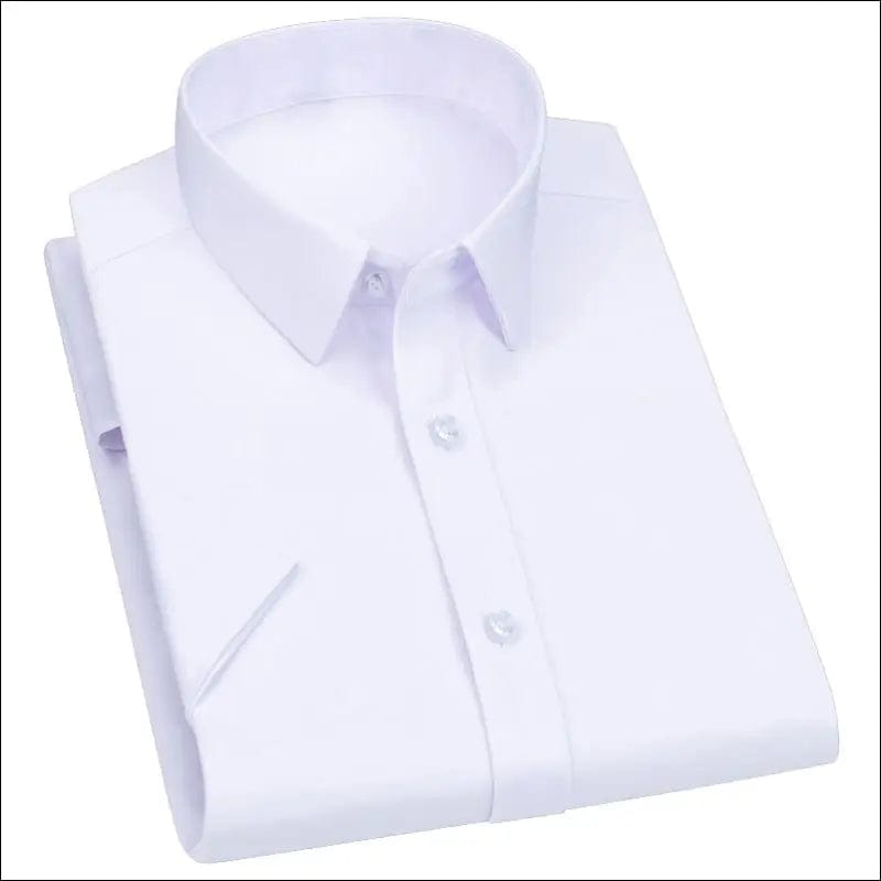 Bamboo Fiber Mens Dress Casual Short Sleeved Shirt White