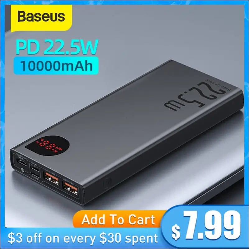 Baseus Power Bank 10000mAh with 20W PD Fast Charging