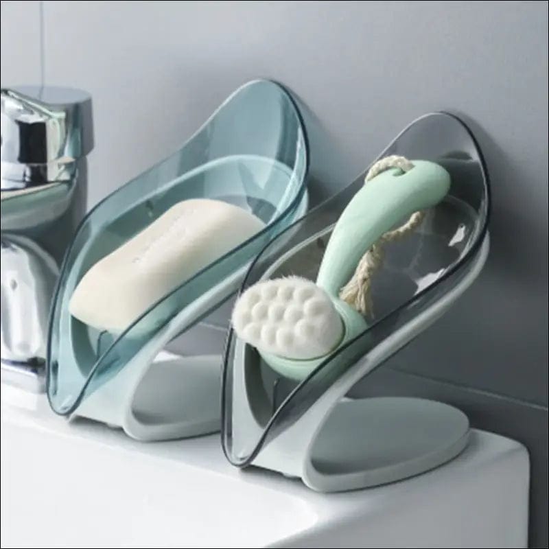 Bathroom Soap Holder Leaf Shape Box Kitchen Dish Storage