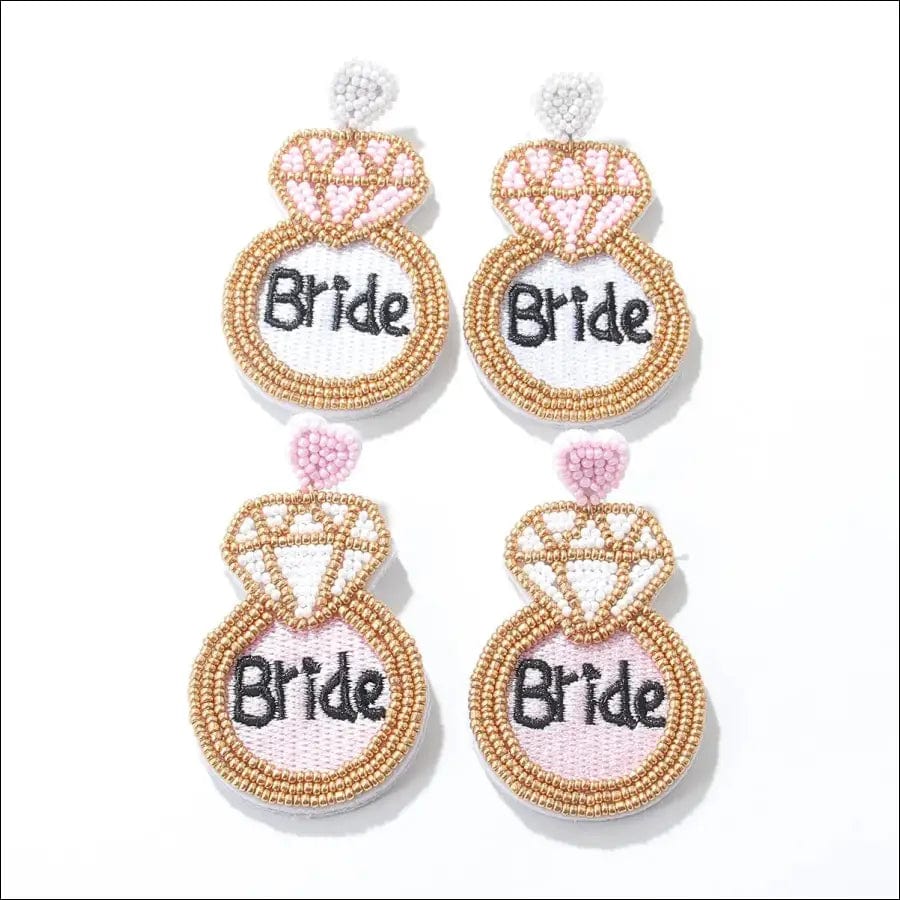 Beaded Ring Bridal Earrings - 77694519-white BROKER SHOP BUY