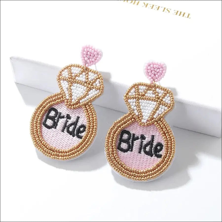 Beaded Ring Bridal Earrings - 77694519-white BROKER SHOP BUY