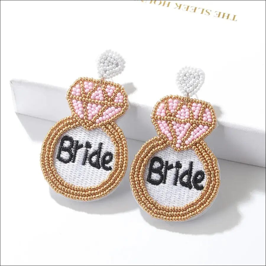 Beaded Ring Bridal Earrings - White - 77694519-white BROKER