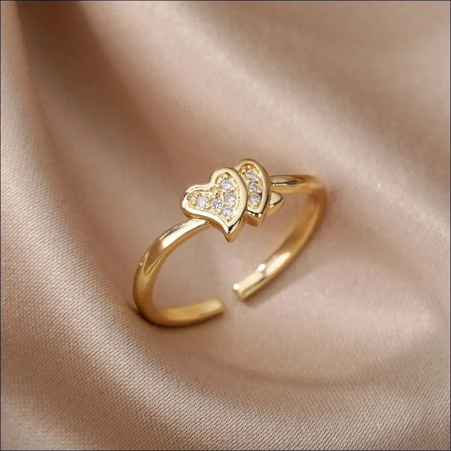 Bee Butterfly Ring For Women Open Adjustable Stainless Steel