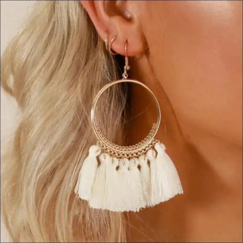 Big Round Drop Dangle Earrings - 33485678-black BROKER SHOP