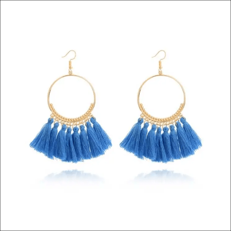 Big Round Drop Dangle Earrings - Blue - 33485678-blue BROKER