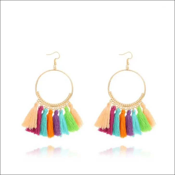 Big Round Drop Dangle Earrings - Bright color -