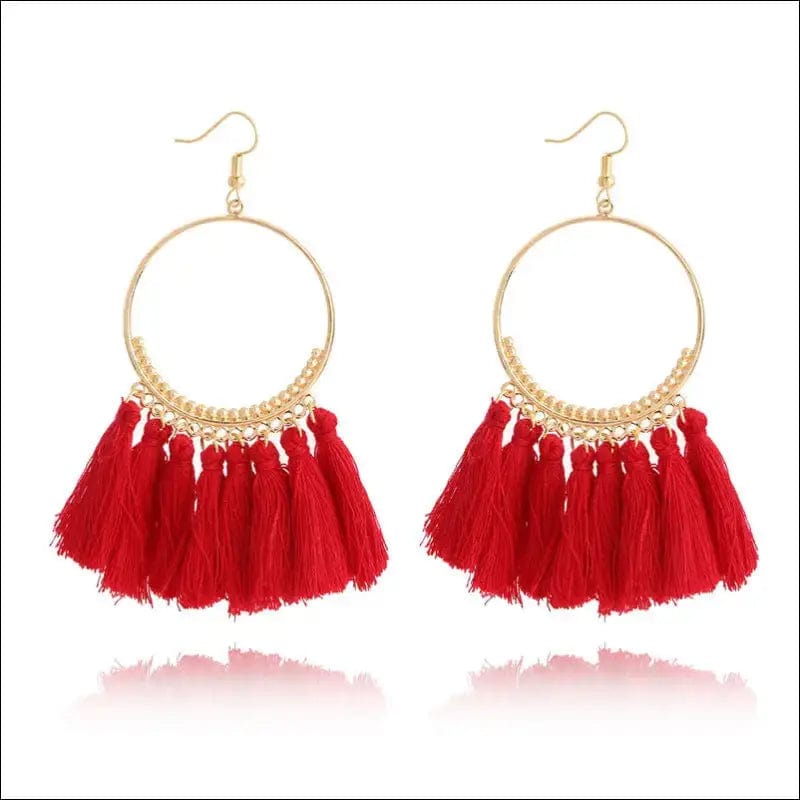 Big Round Drop Dangle Earrings - Gules - 33485678-gules