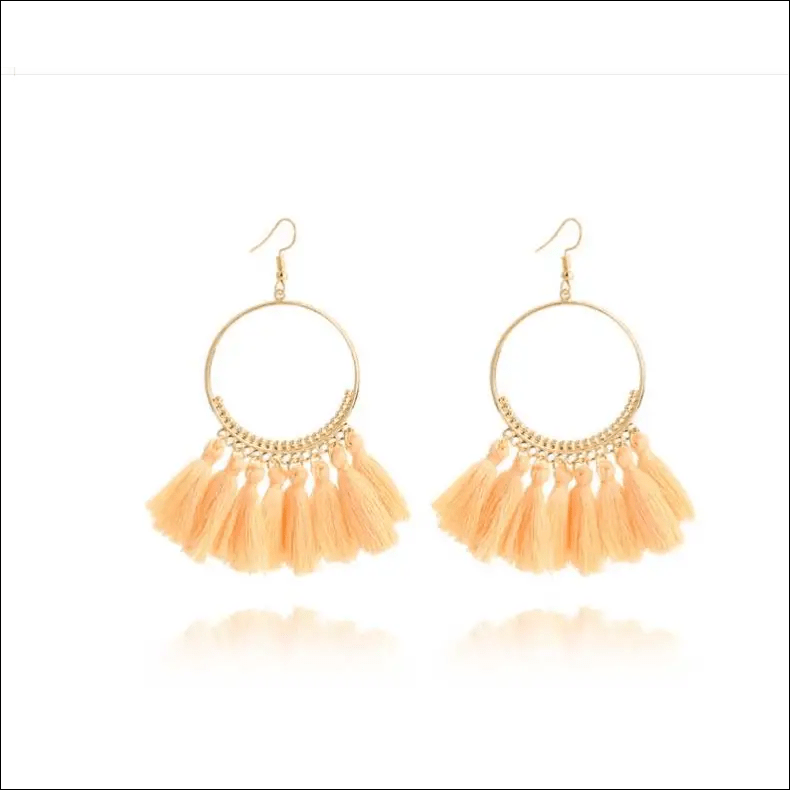 Big Round Drop Dangle Earrings - Light powder -