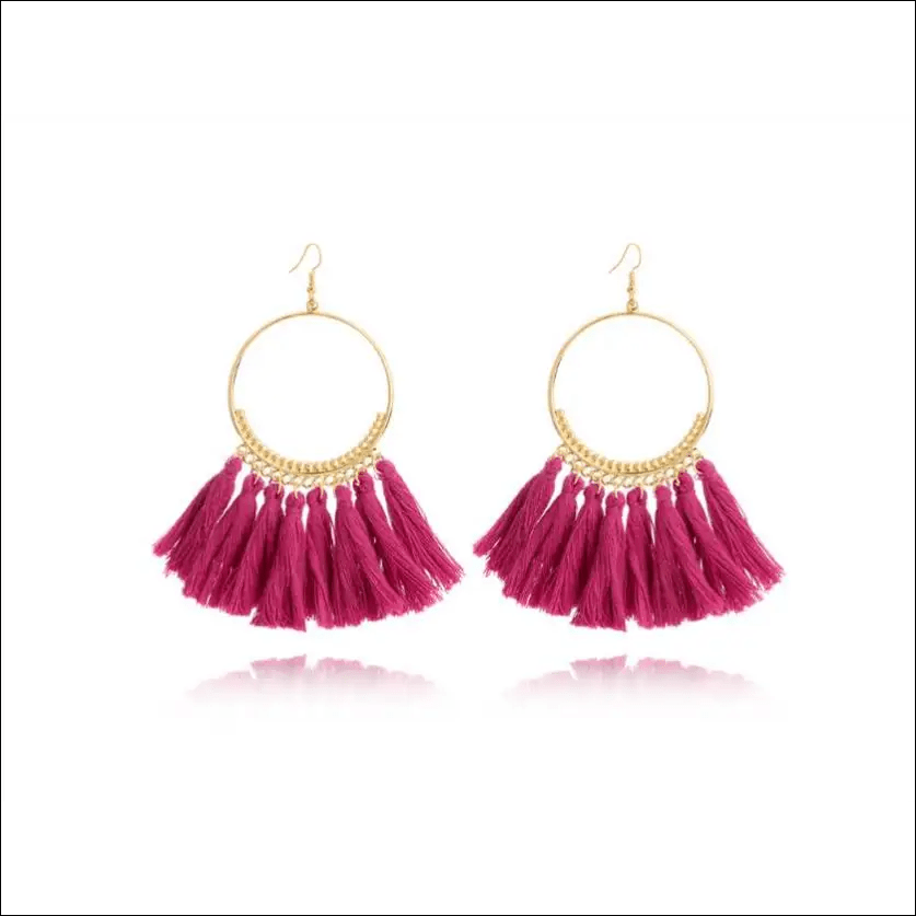 Big Round Drop Dangle Earrings - Violet - 33485678-violet