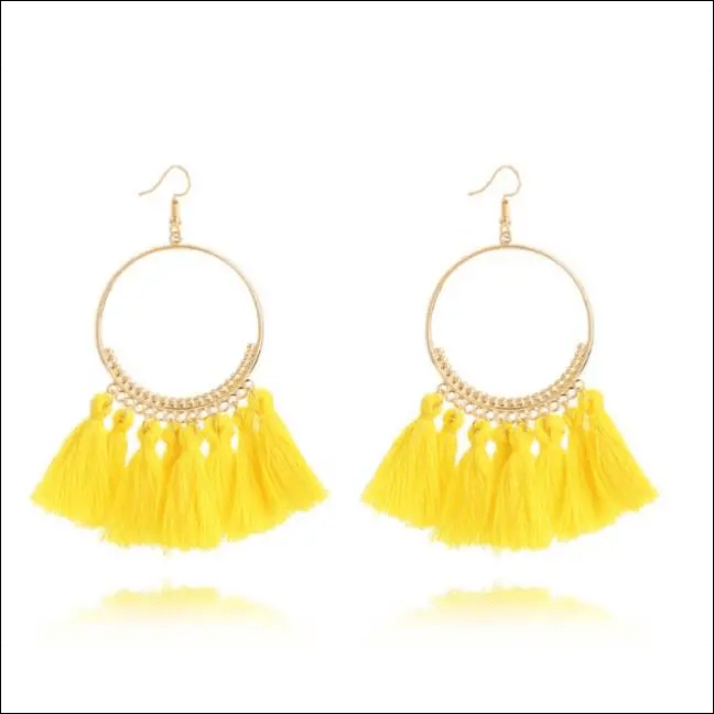 Big Round Drop Dangle Earrings - Yellow - 33485678-yellow