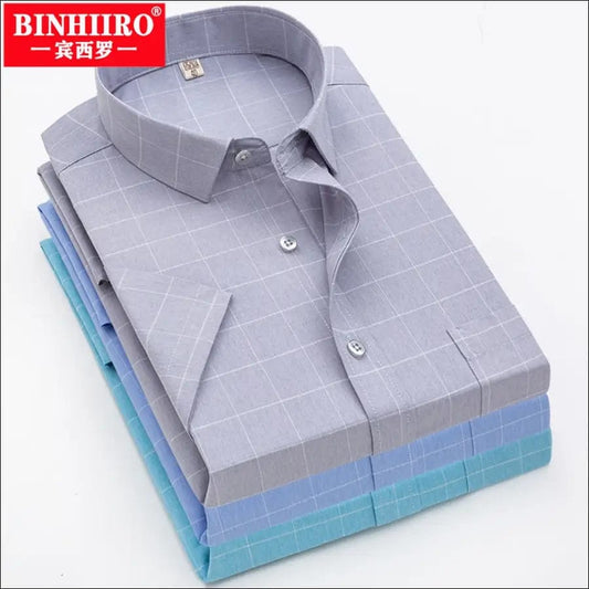 BINHIIRO Men’s Short Sleeve Shirt Business No Ironing