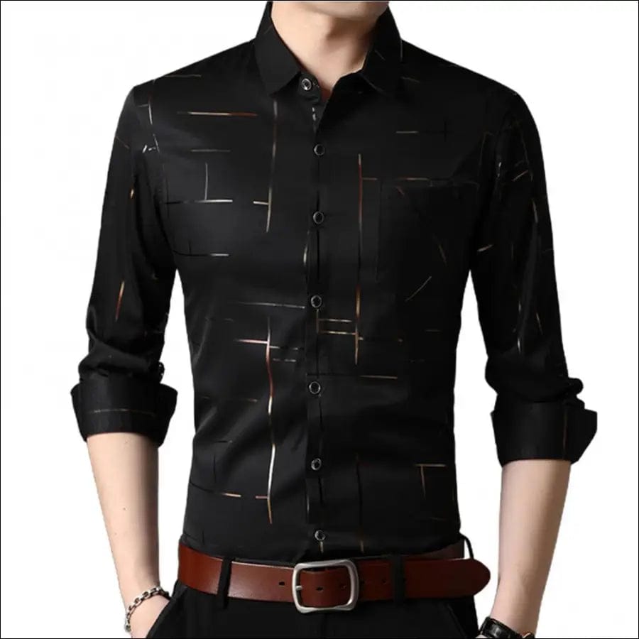 Black 3XL Formal Shirts for Men Long Sleeve Turn Down Collar