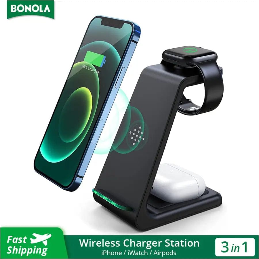 Bonola Qi 3 in 1 Wireless Charger Stand for Apple iPhone