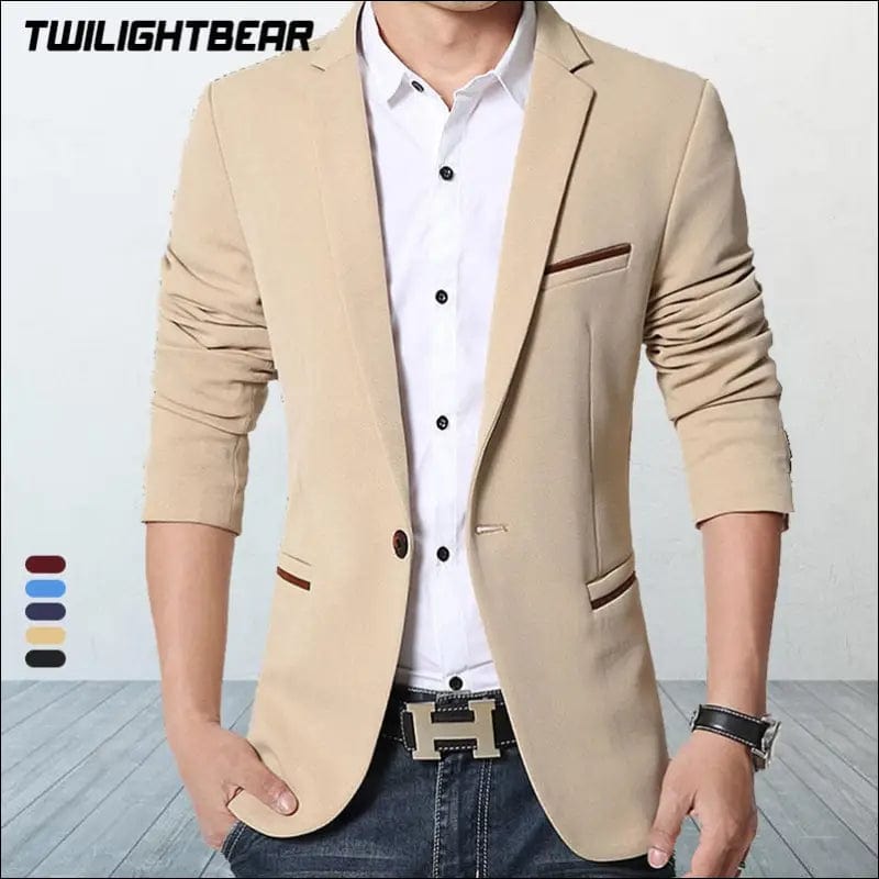 Brand Mens Casual Blazers Autumn Spring Fashion Slim Suit