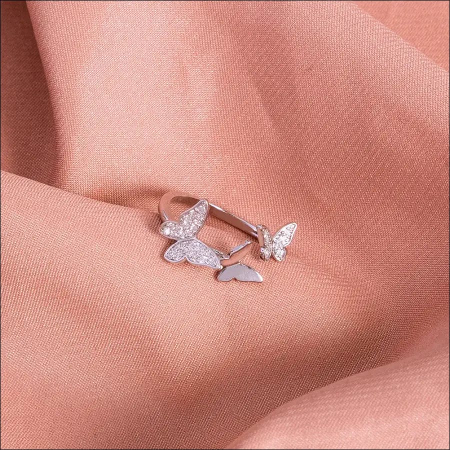 Butterfly Sparkly Zircon Open Adjustable Ring -