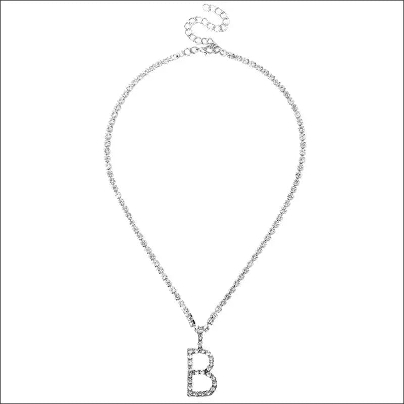 Caraquet Ice out A-Z Letter Initial Pendant Necklace Silver