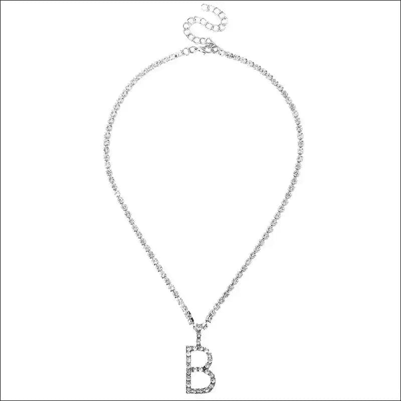 Caraquet Ice out A-Z Letter Initial Pendant Necklace Silver