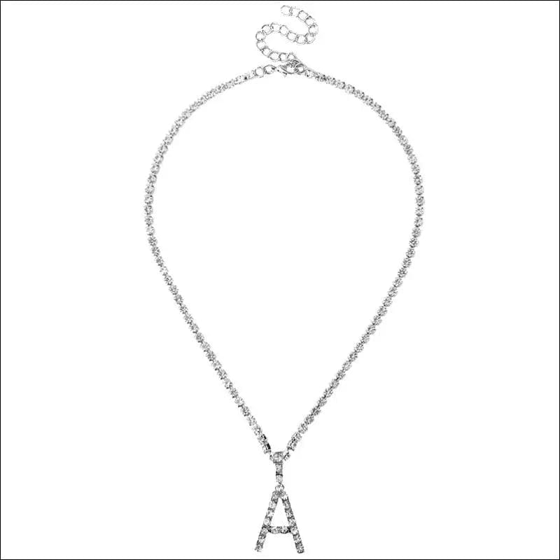 Caraquet Ice out A-Z Letter Initial Pendant Necklace Silver
