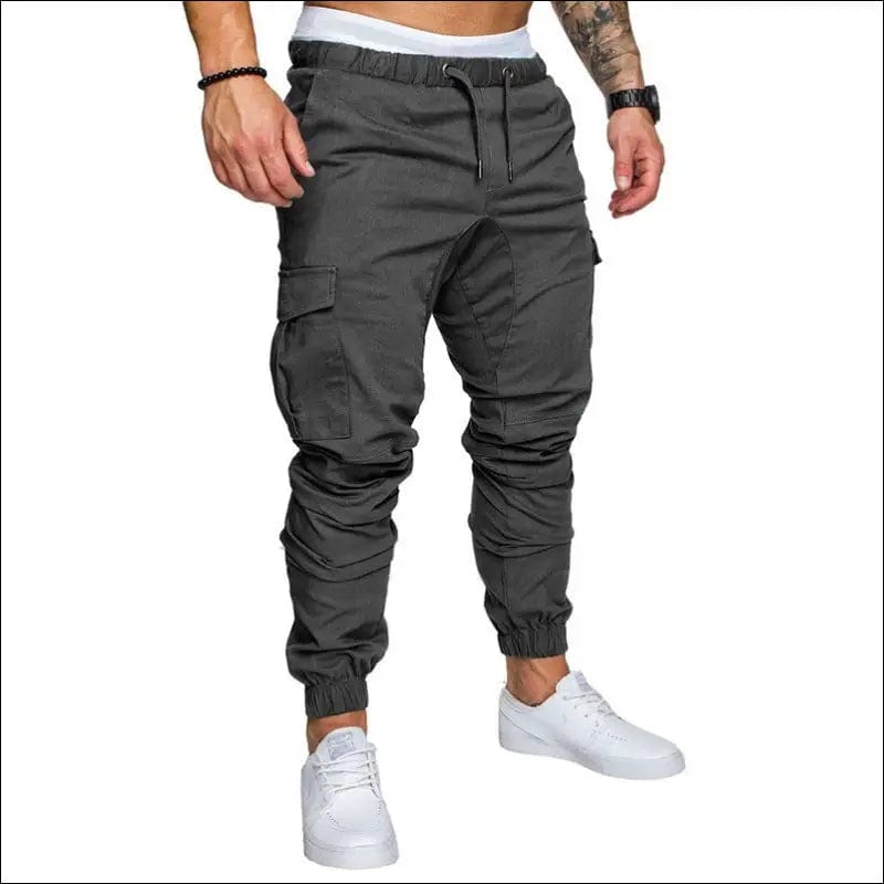 Casual Tethered Elastic Waist Joggers - darkgray / XL -