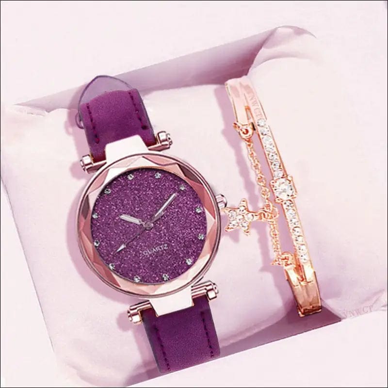 Casual Women Romantic Starry Sky Wrist Watch bracelet