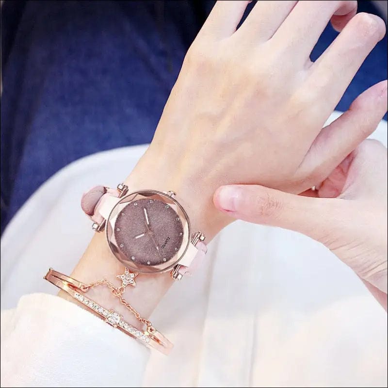 Casual Women Romantic Starry Sky Wrist Watch bracelet