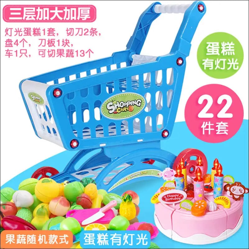 Children’s shopping cart home toy simulation baby cut fruit