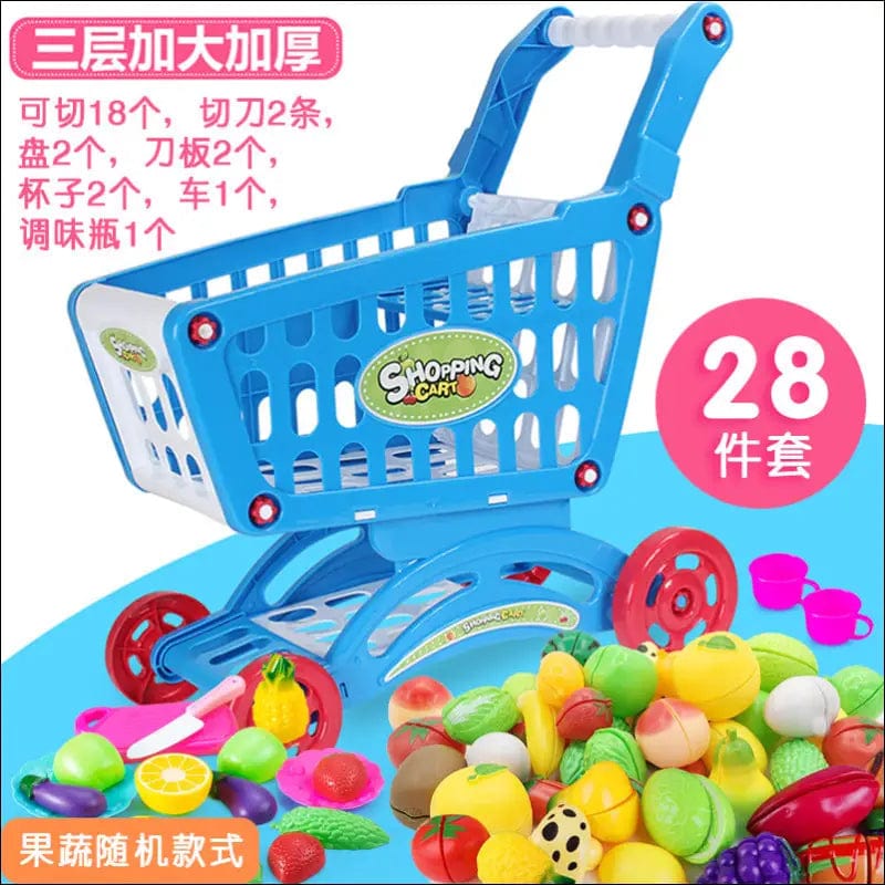 Children’s shopping cart home toy simulation baby cut fruit