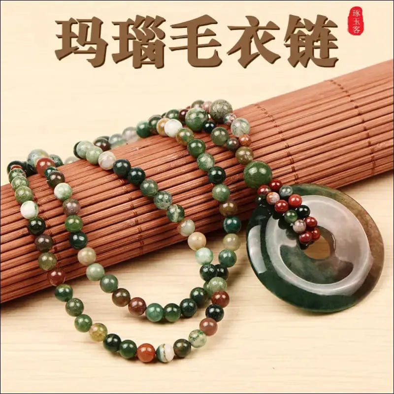 Colorful jade water grass agate sweater chain Wholesale