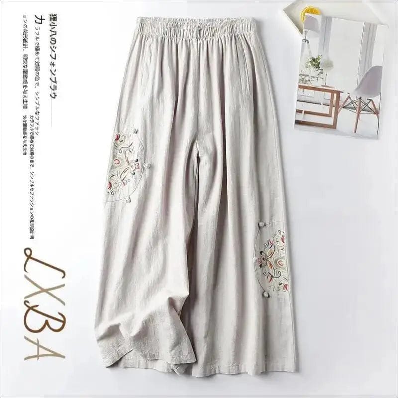 Cotton and linen casual pants women’s plus size summer