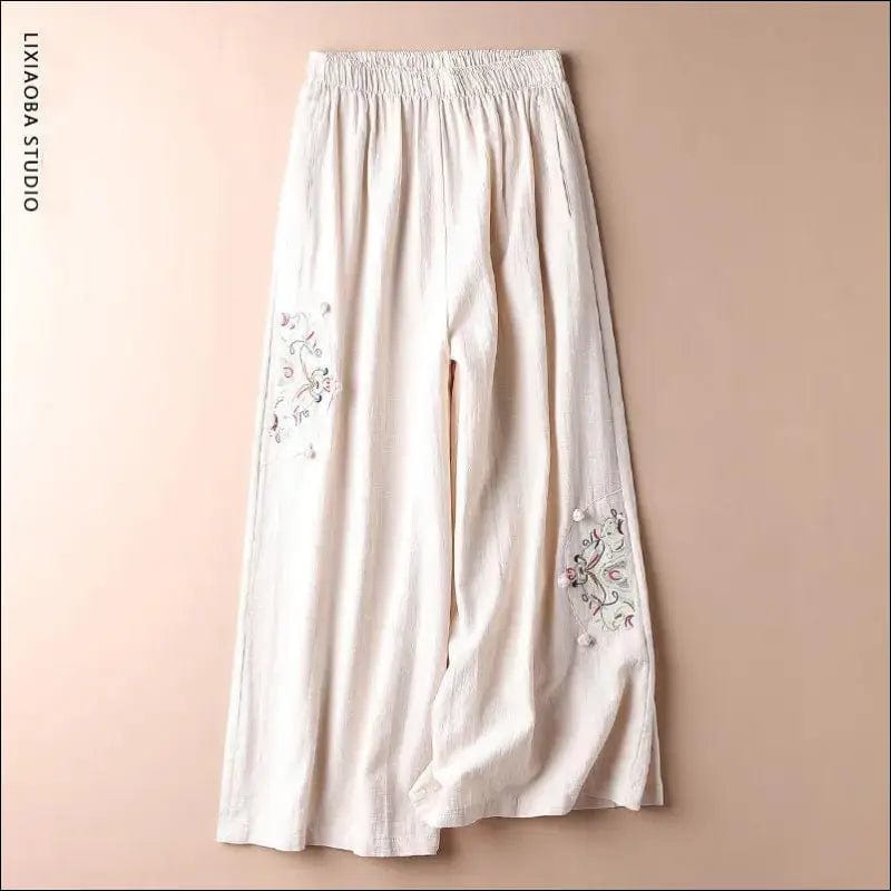 Cotton and linen casual pants women’s plus size summer