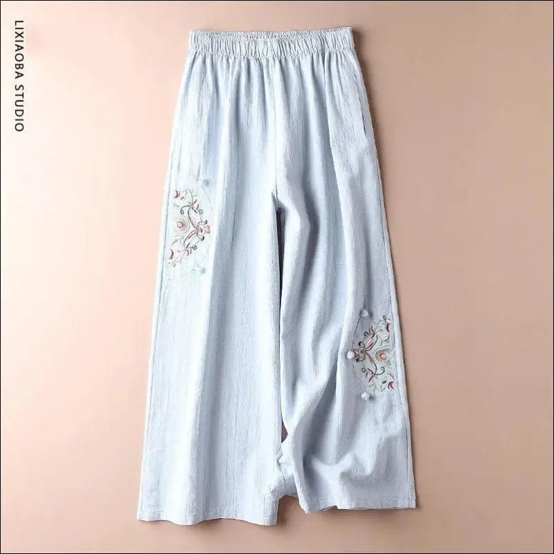 Cotton and linen casual pants women’s plus size summer