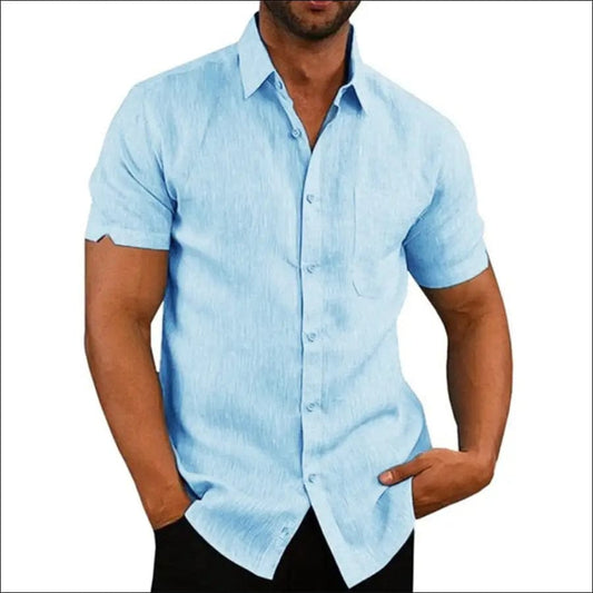 Cotton Linen Hot Sale Men’s Short-Sleeved Shirts Summer
