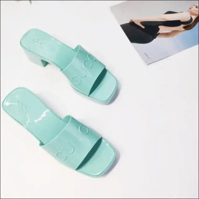 Cross-border 2021 new G home slippers square head with jelly