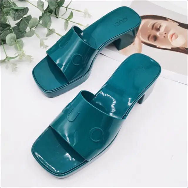 Cross-border 2021 new G home slippers square head with jelly