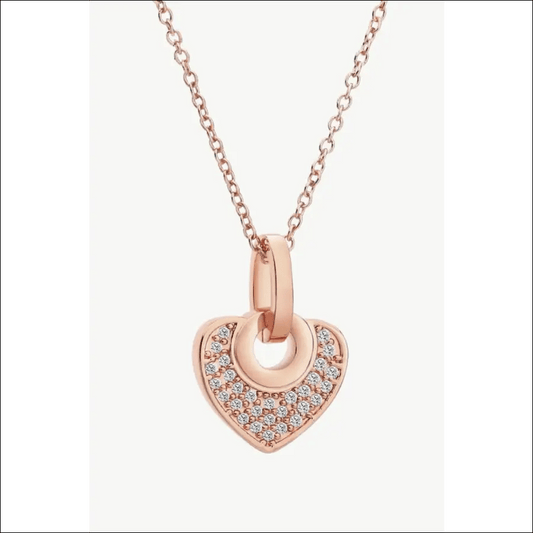 Crystal Heart Pendant Necklace - 86789861-gold-one-size