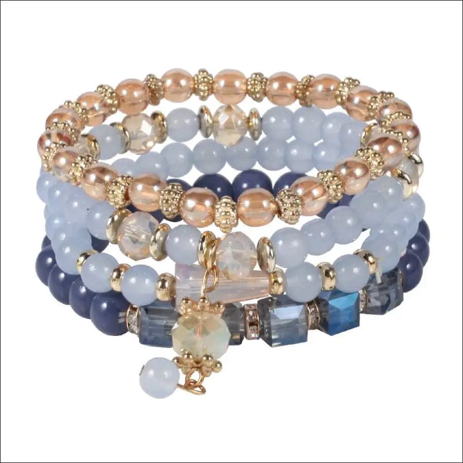 Crystal Pendant Beaded Bracelet (4) - 49611399-aqua BROKER