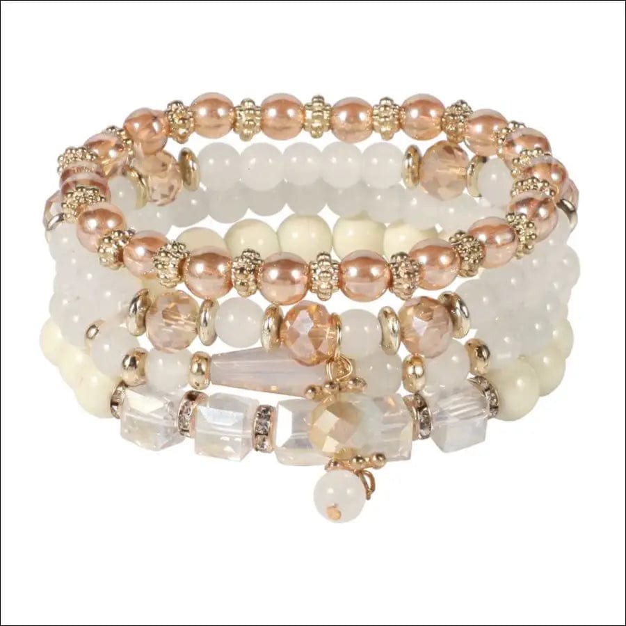 Crystal Pendant Beaded Bracelet (4) - White - 49611399-white