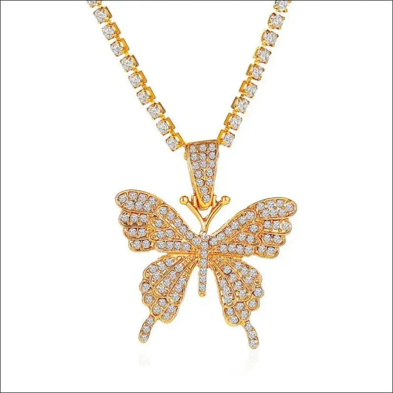 Cuban Butterfly Necklace Cross-border Water Diamond Pendant