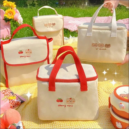 Cyflymder Kawaii Bear Lunch Bags For Women Kids Girl Cute