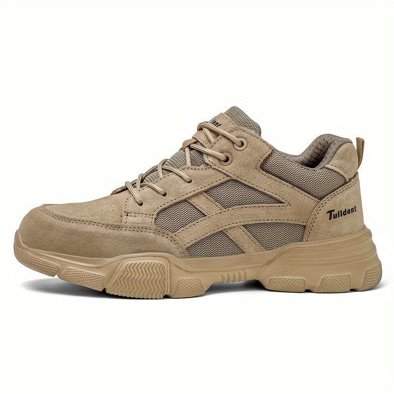 Men's Protective Steel Toe Shoes, Lace Up Comfy Sneakers, Perfect For Constructional Safety Workout Activities