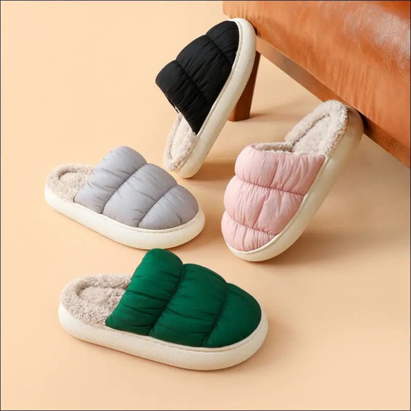 Down cloth cotton slippers female autumn and winter new home