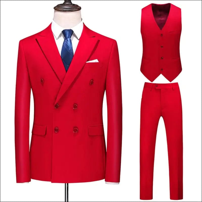 Dreiteiliger Männer Anzug Zweireiher Solide Business Formale