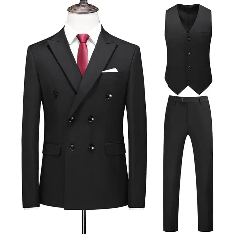 Dreiteiliger Männer Anzug Zweireiher Solide Business Formale