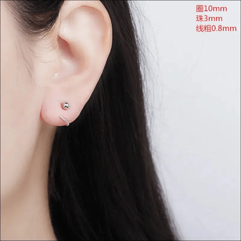 Ear ear nail female summer 999 sterling silver Korea simple