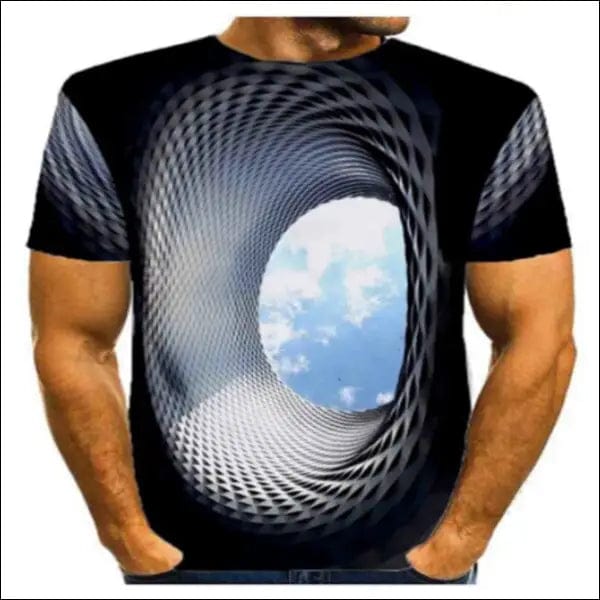 Effet optique 3D tee-shirt pour homme. - bleu ciel / S -