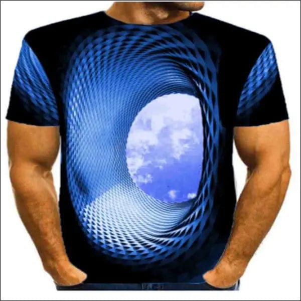 Effet optique 3D tee-shirt pour homme. - bleu pétrole / S -