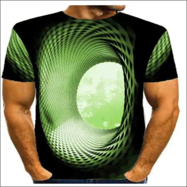 Effet optique 3D tee-shirt pour homme. - vert / S -