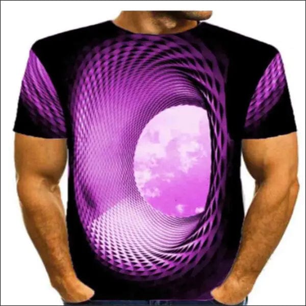 Effet optique 3D tee-shirt pour homme. - violet / S -