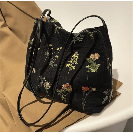 Embroidered Floral Shoulder Bag - 63795930-default-title